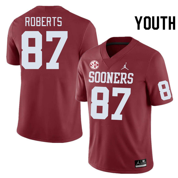 Youth #87 Jake Roberts Oklahoma Sooners 2024 SEC Conference College Football Jerseys-Crimson